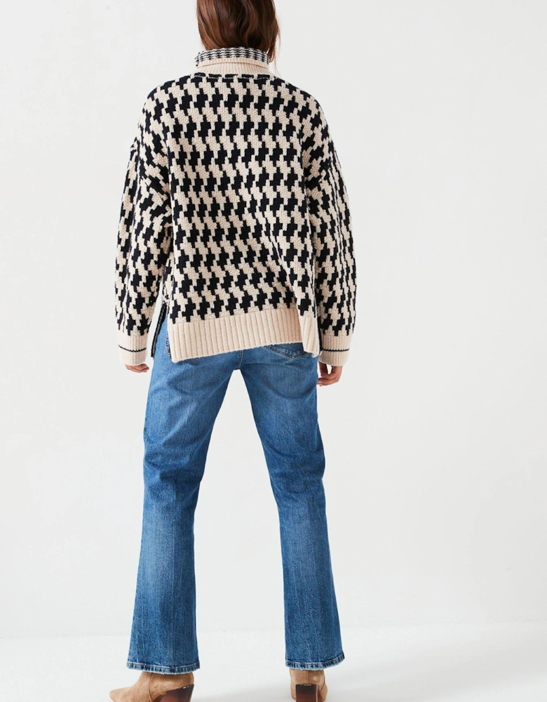 Houndstooth Mockneck Jumper - Multi