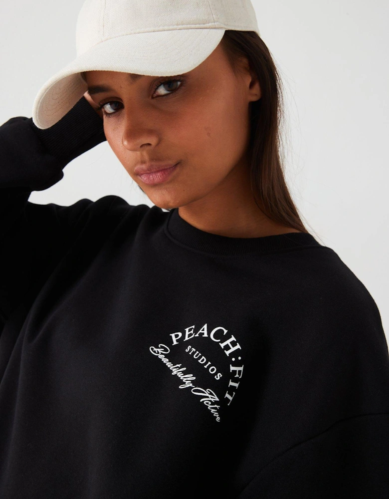 Womens Beautifully Active Oversized Sweatshirt - Black