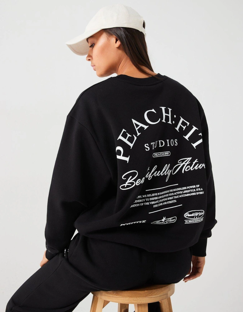 Womens Beautifully Active Oversized Sweatshirt - Black