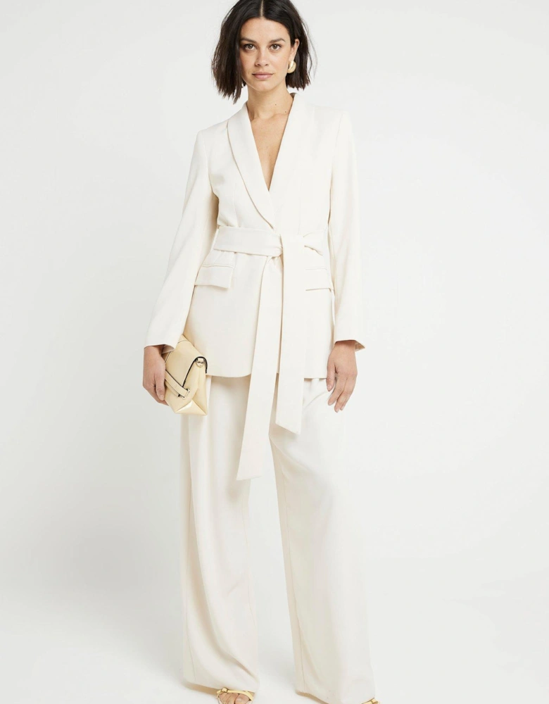 Belted Blazer - Cream