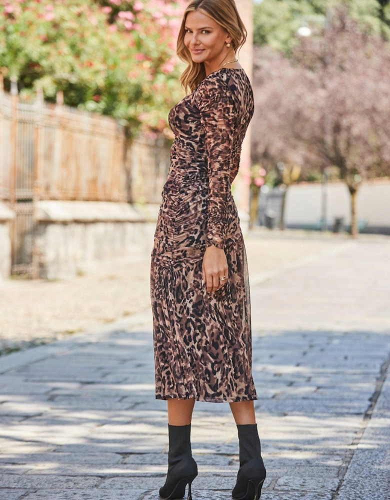 Animal Mesh Maxi Dress - Print