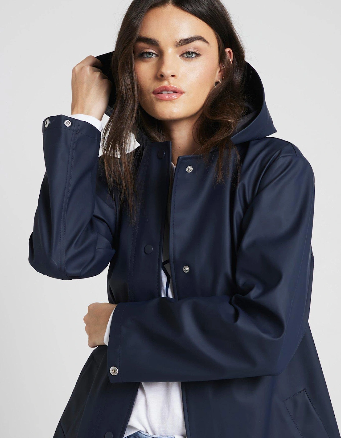 Hooded Rain Mac - Navy