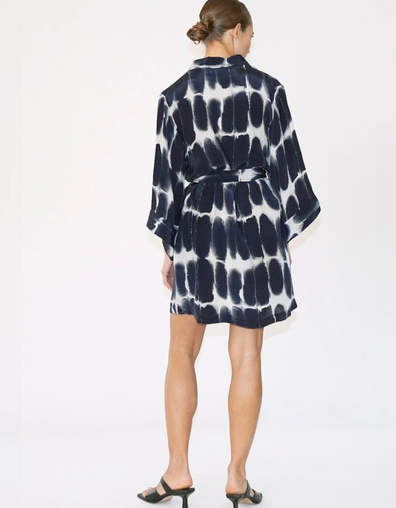 Kimono Sleeve Tunic Shirt Dress - Navy