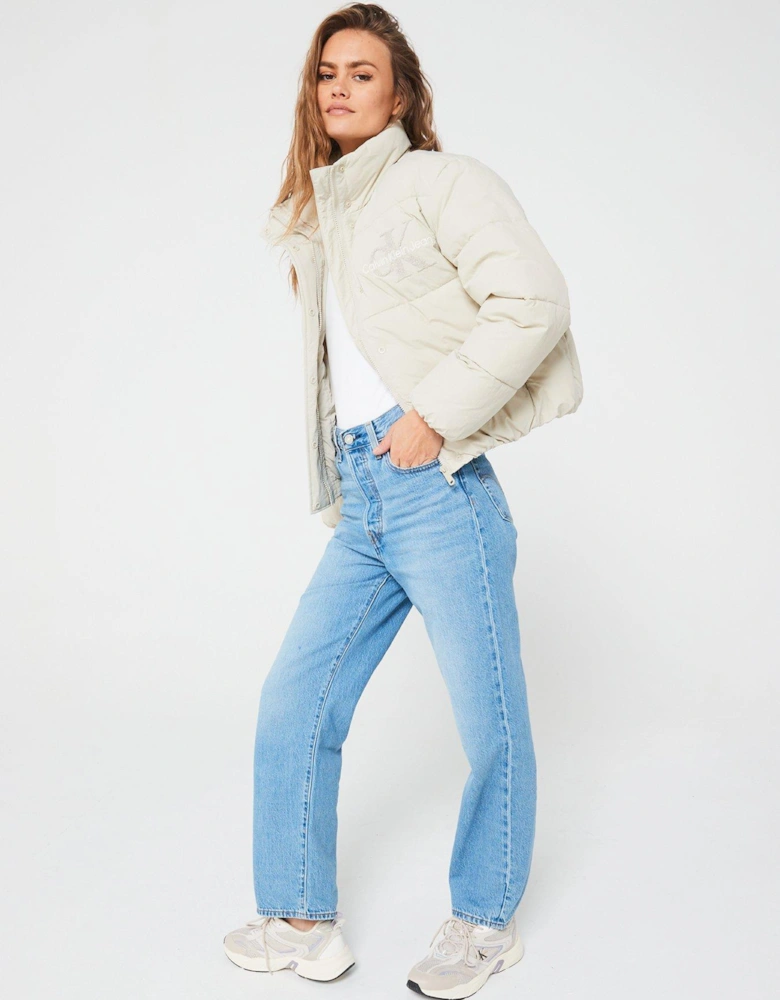 Chenille Monologo Padded Jacket - Cream