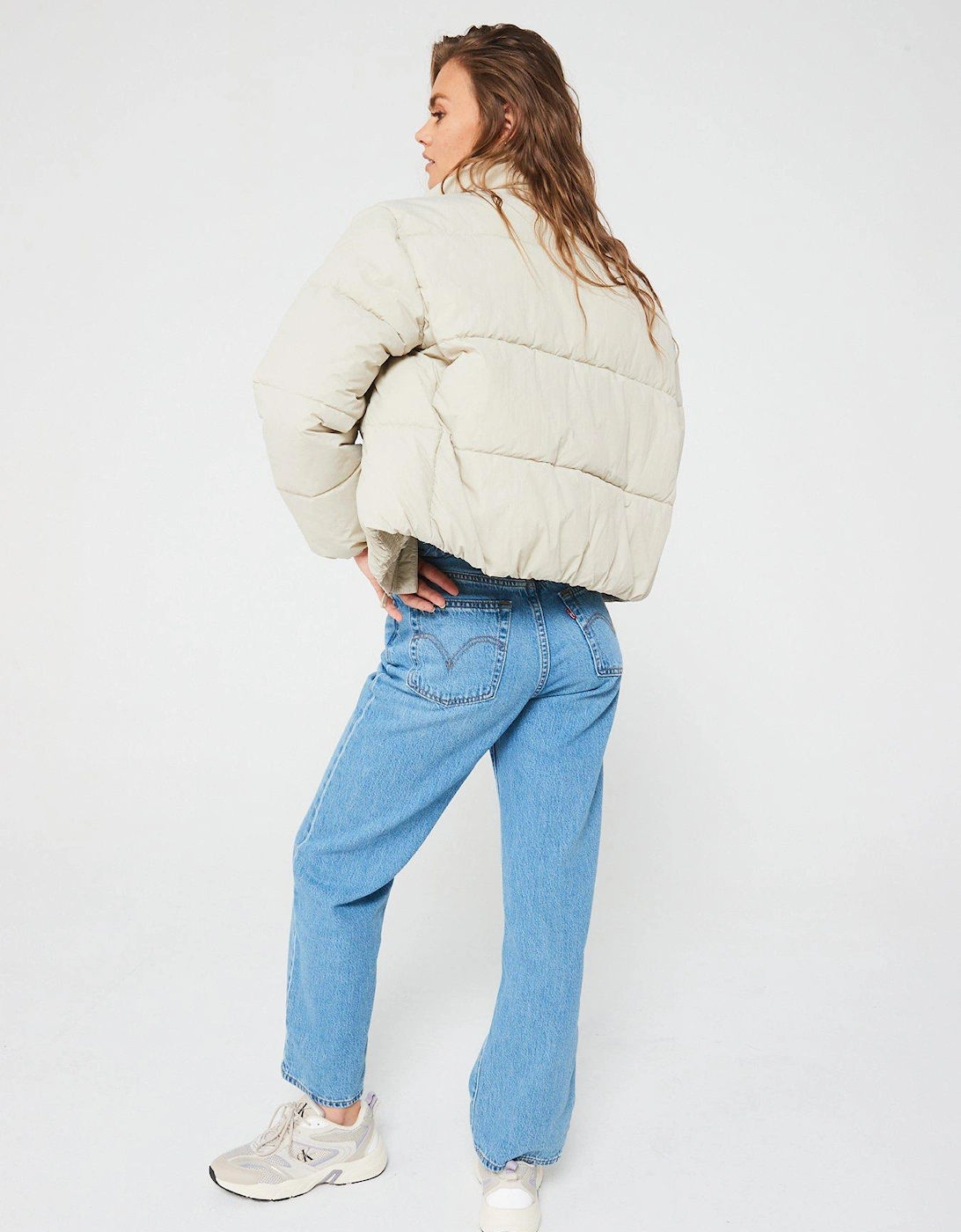 Chenille Monologo Padded Jacket - Cream