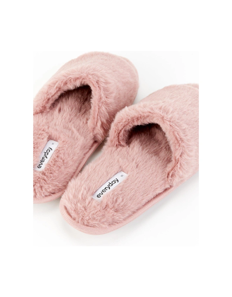 Faux Fur Slider Slipper - Pink