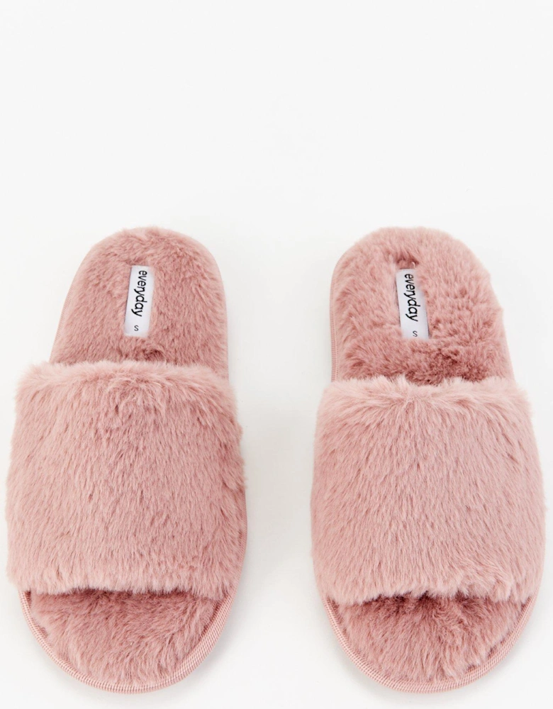 Faux Fur Slider Slipper - Pink