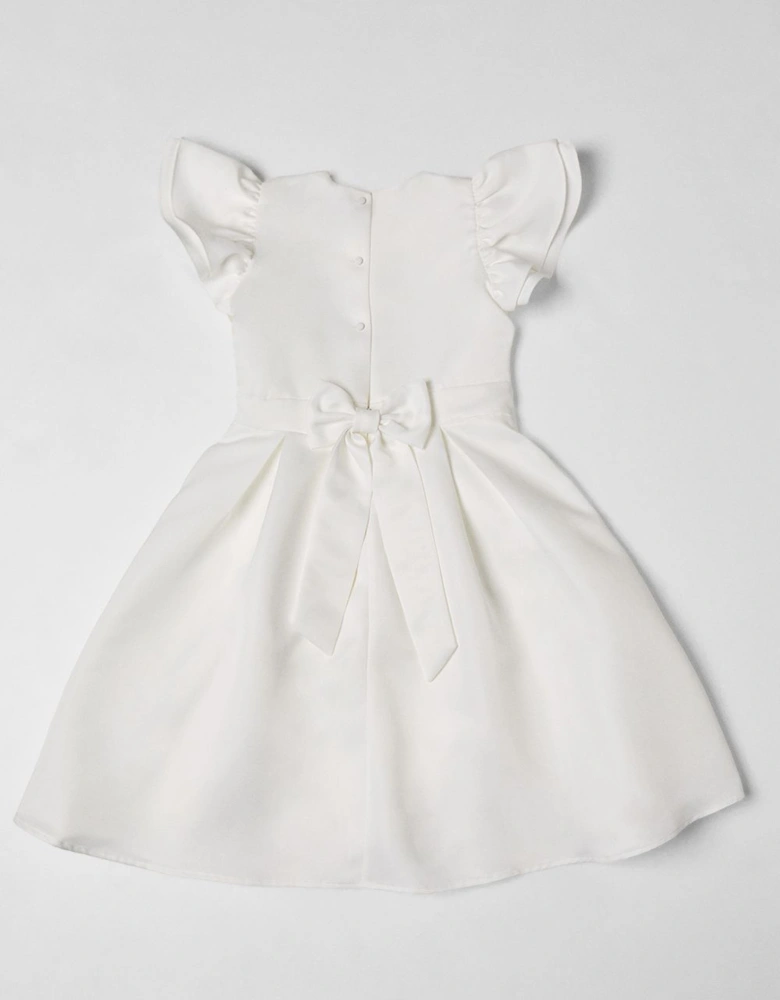 Frill Sleeve Bow Back Satin Flowergirl Dress