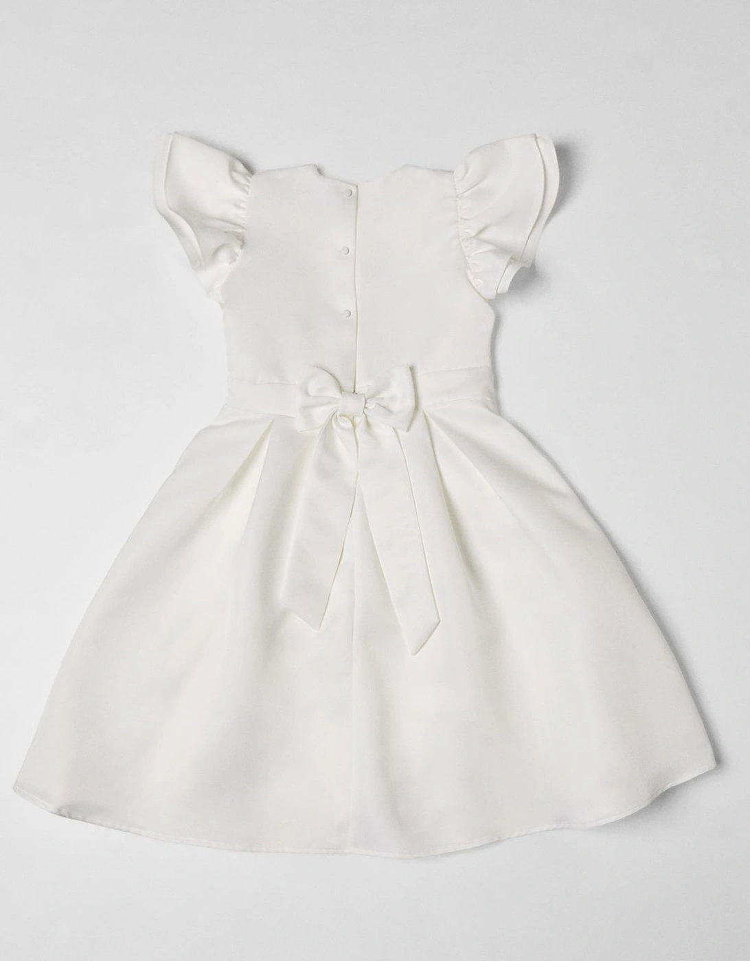 Frill Sleeve Bow Back Satin Flowergirl Dress