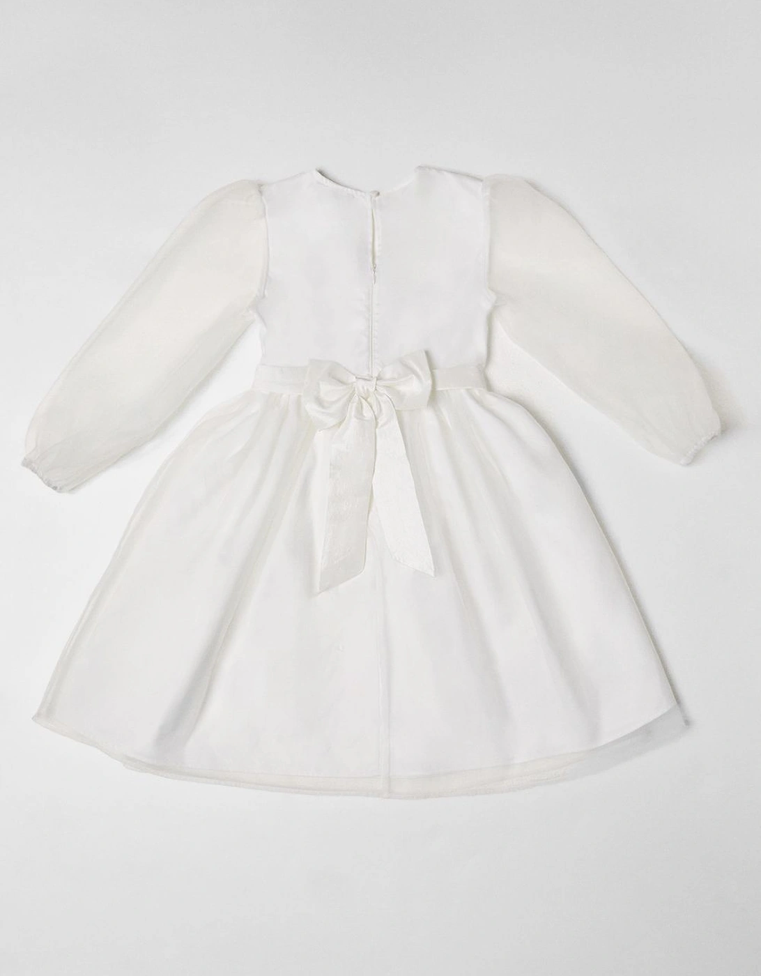 Blouson Sleeve Bow Back Organza Flowergirl Dress