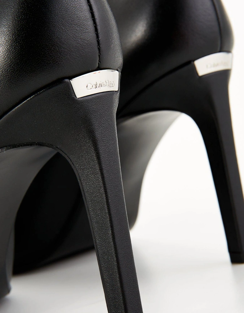 Leather Heel Pump - Black