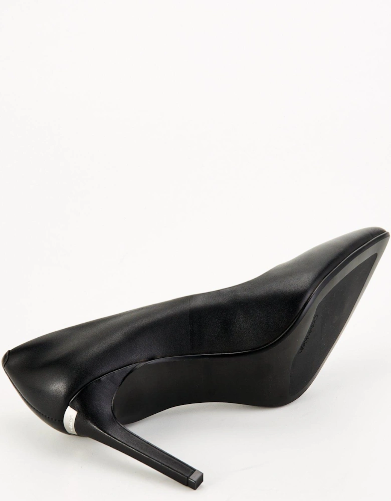 Leather Heel Pump - Black