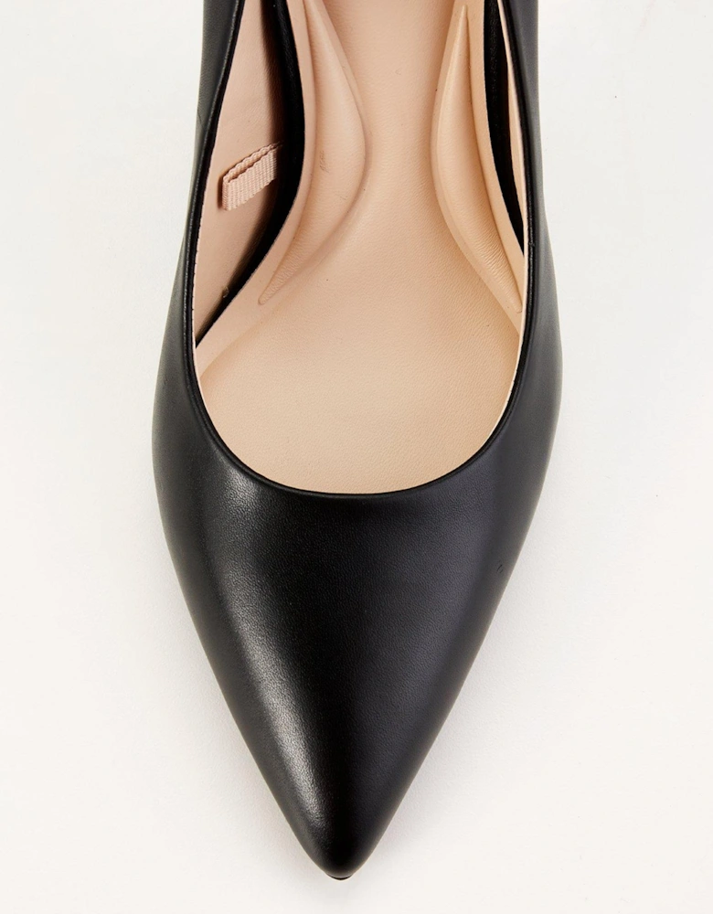 Leather Heel Pump - Black