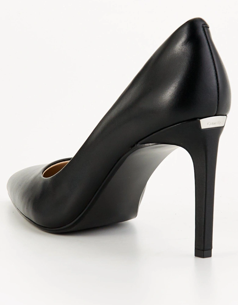 Leather Heel Pump - Black
