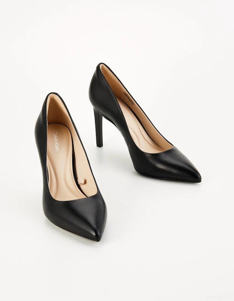 Leather Heel Pump - Black