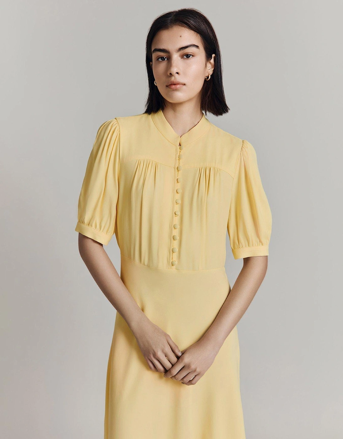 Adele Short Sleeve Midaxi Dress - Yellow