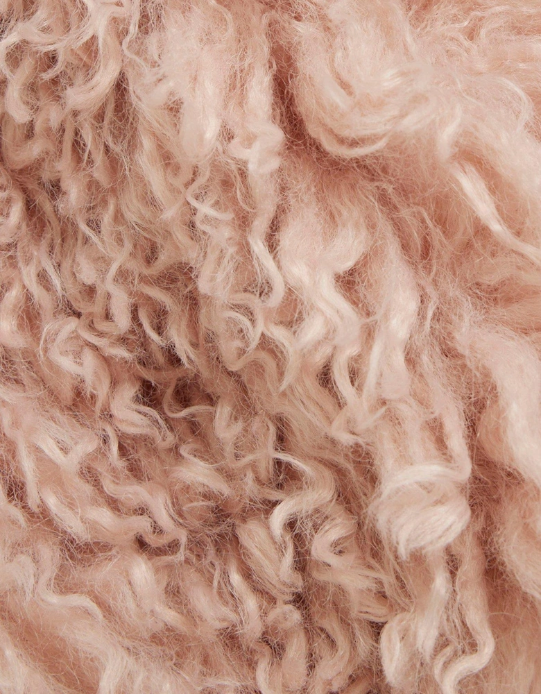 Faux Fur Long Shabby Gilet - Light Pink