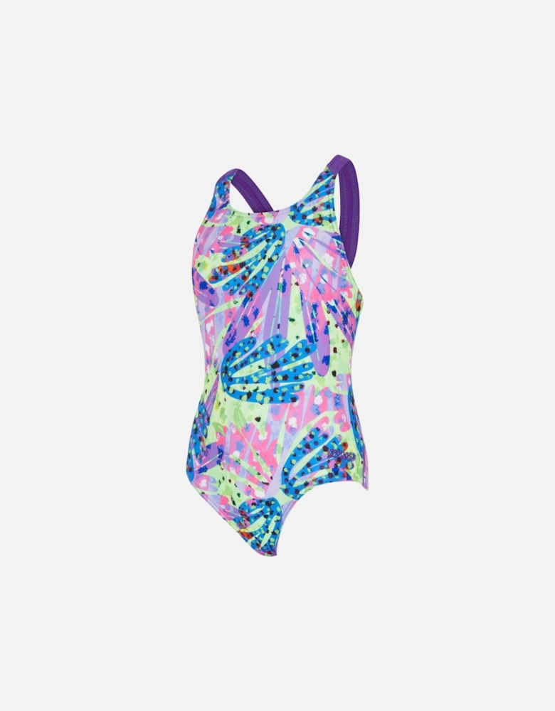 Girls Ecolast Sea Petal Flyback Swimsuit- Pink Multi