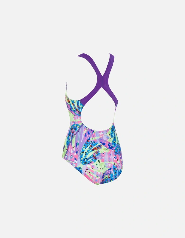 Girls Ecolast Sea Petal Flyback Swimsuit- Pink Multi