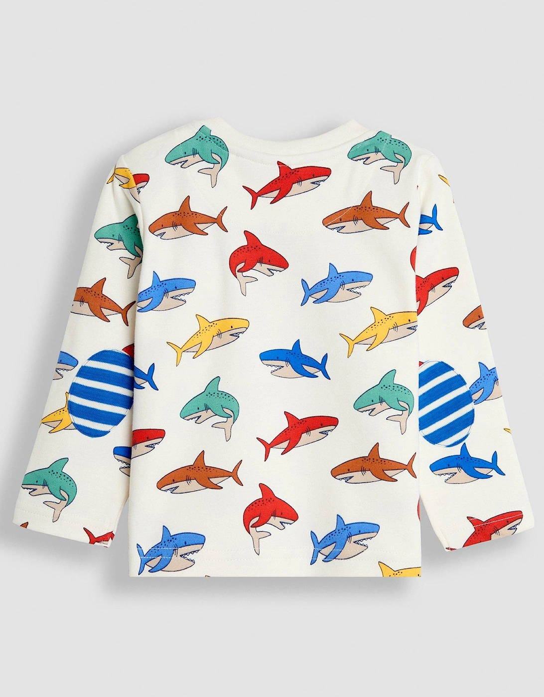 Boys 2-Pack Shark Print & Plain Tops - Cream