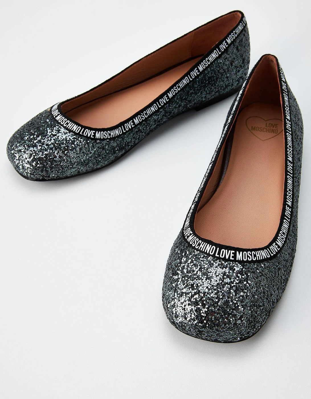 Glitter Logo Flats - Dark Grey