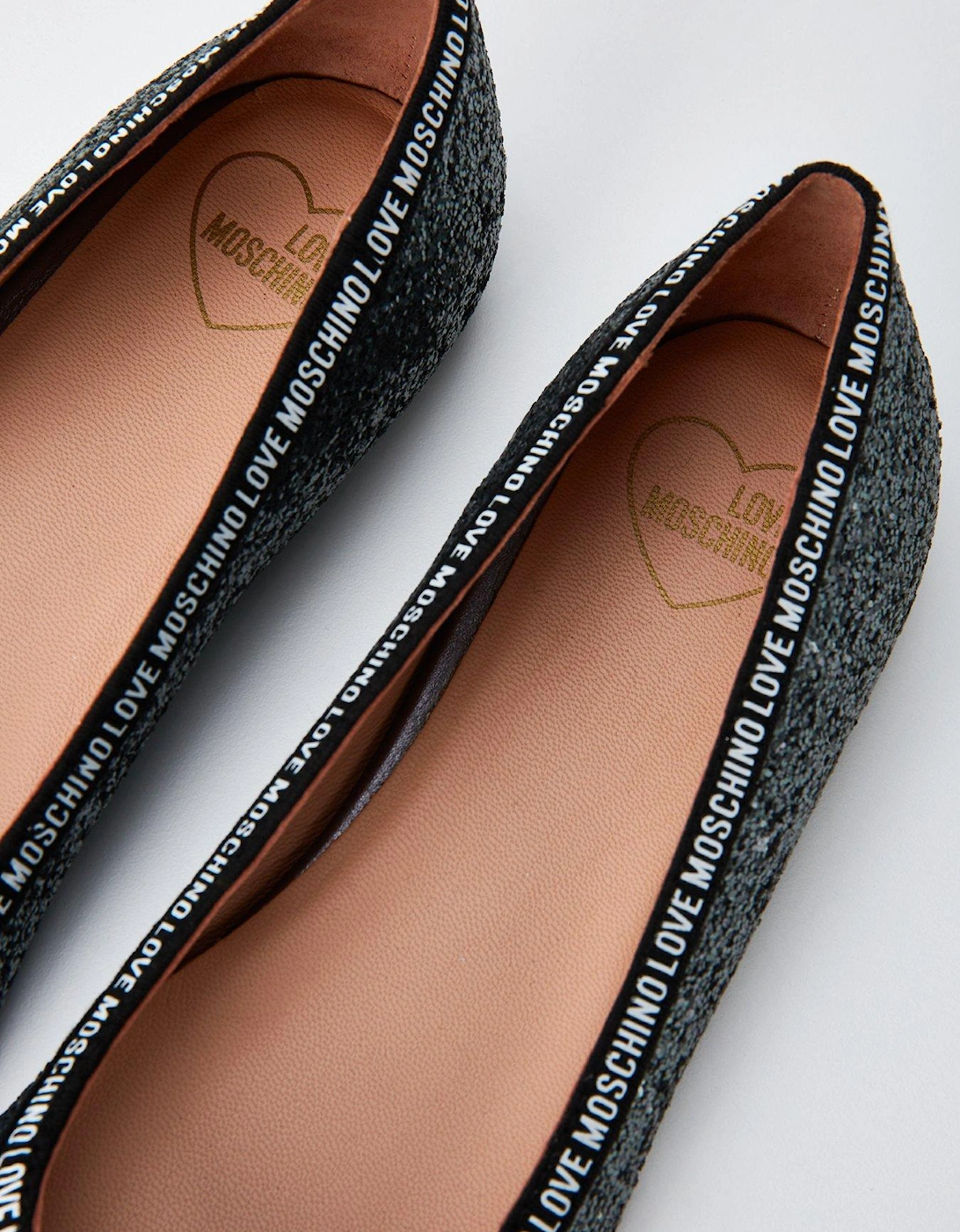 Glitter Logo Flats - Dark Grey