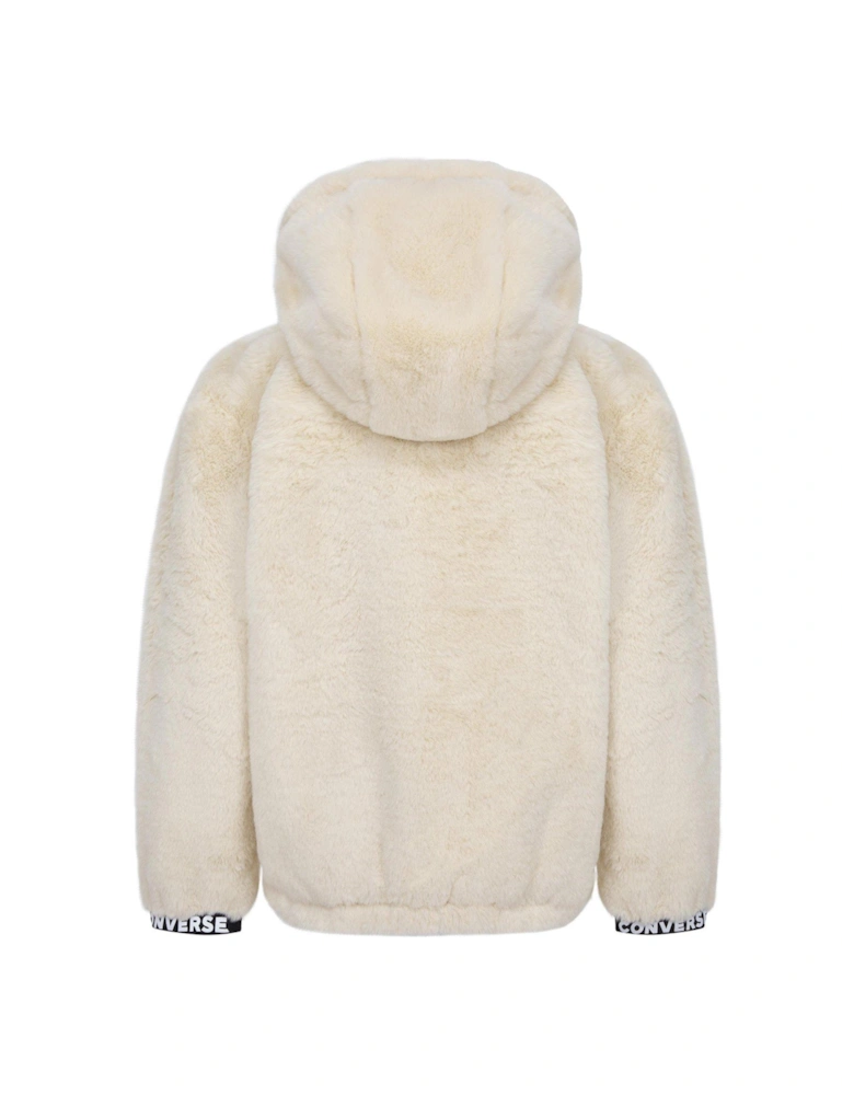 Younger Girls Faux Fur Jacket - Off White