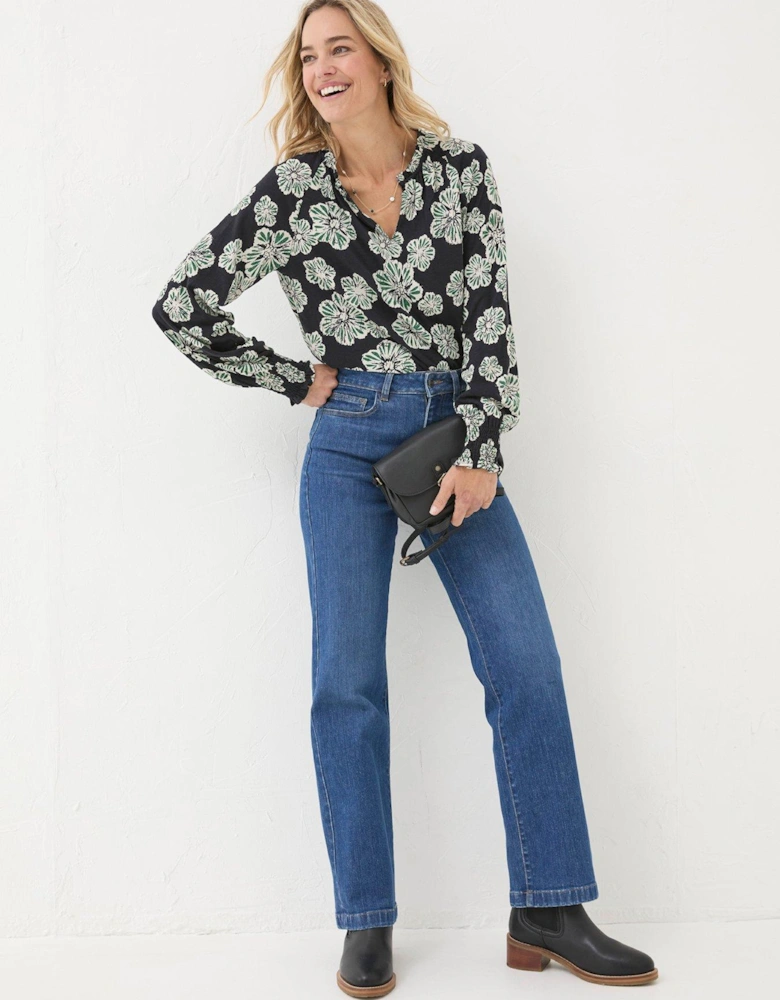 Florence Spaced Floral Blouse - Black