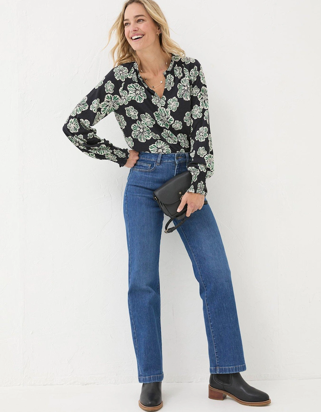 Florence Spaced Floral Blouse - Black