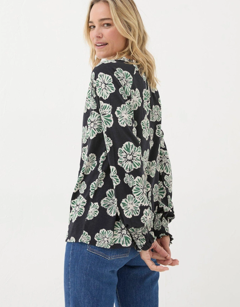 Florence Spaced Floral Blouse - Black