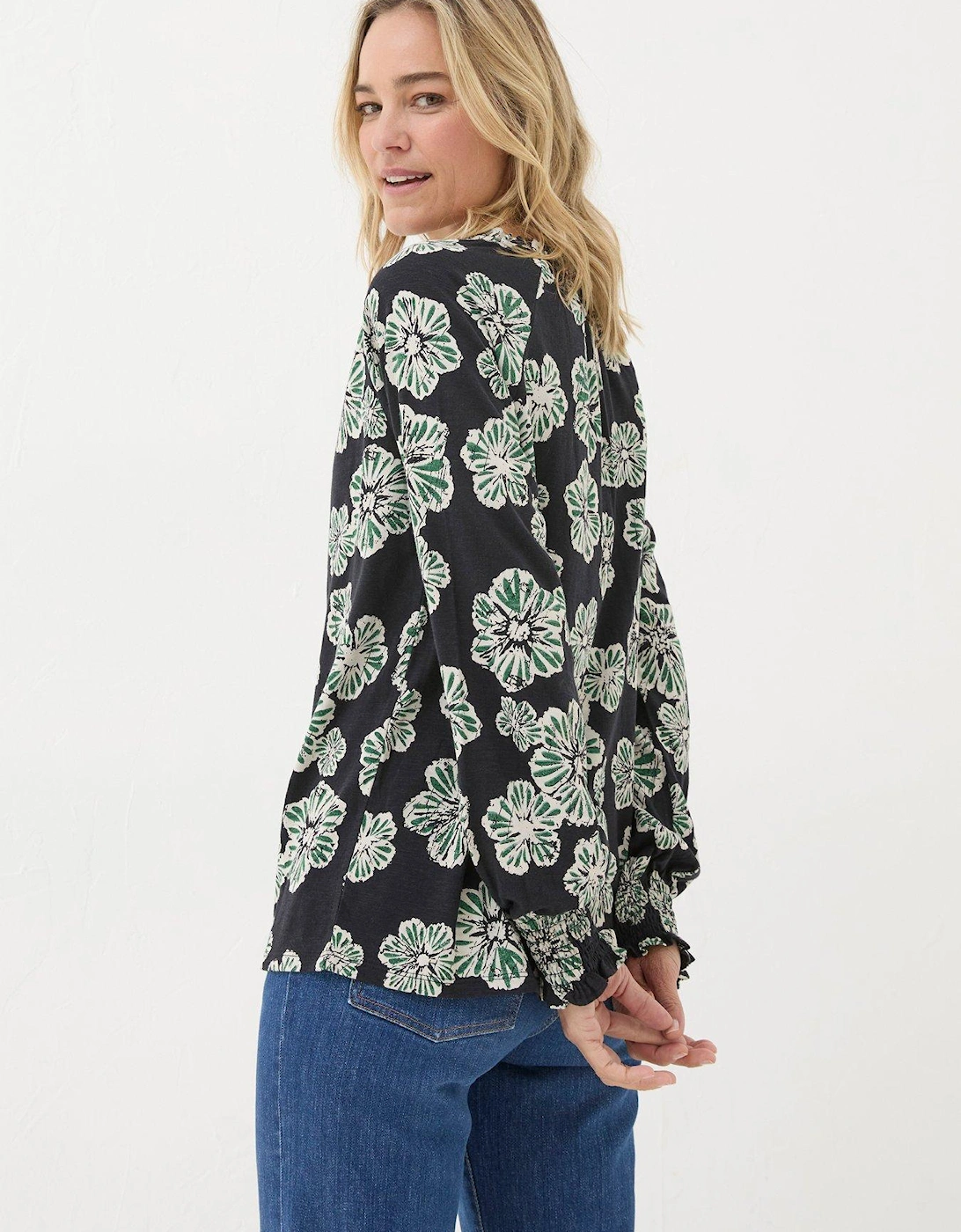 Florence Spaced Floral Blouse - Black