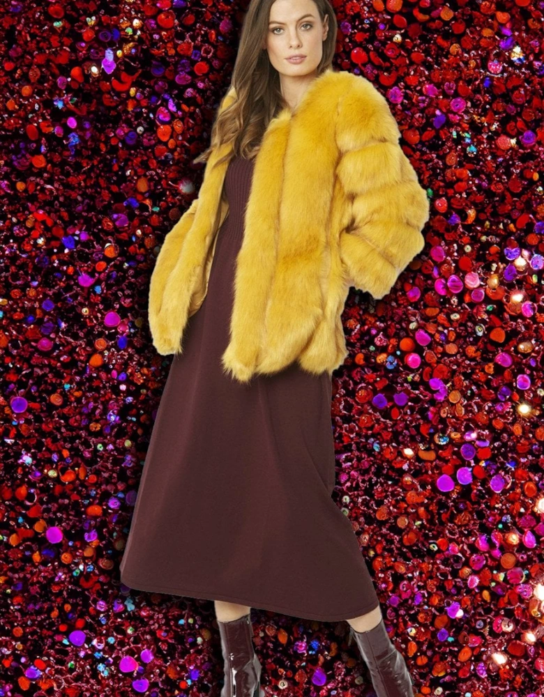 Yellow Faux Fur Coat