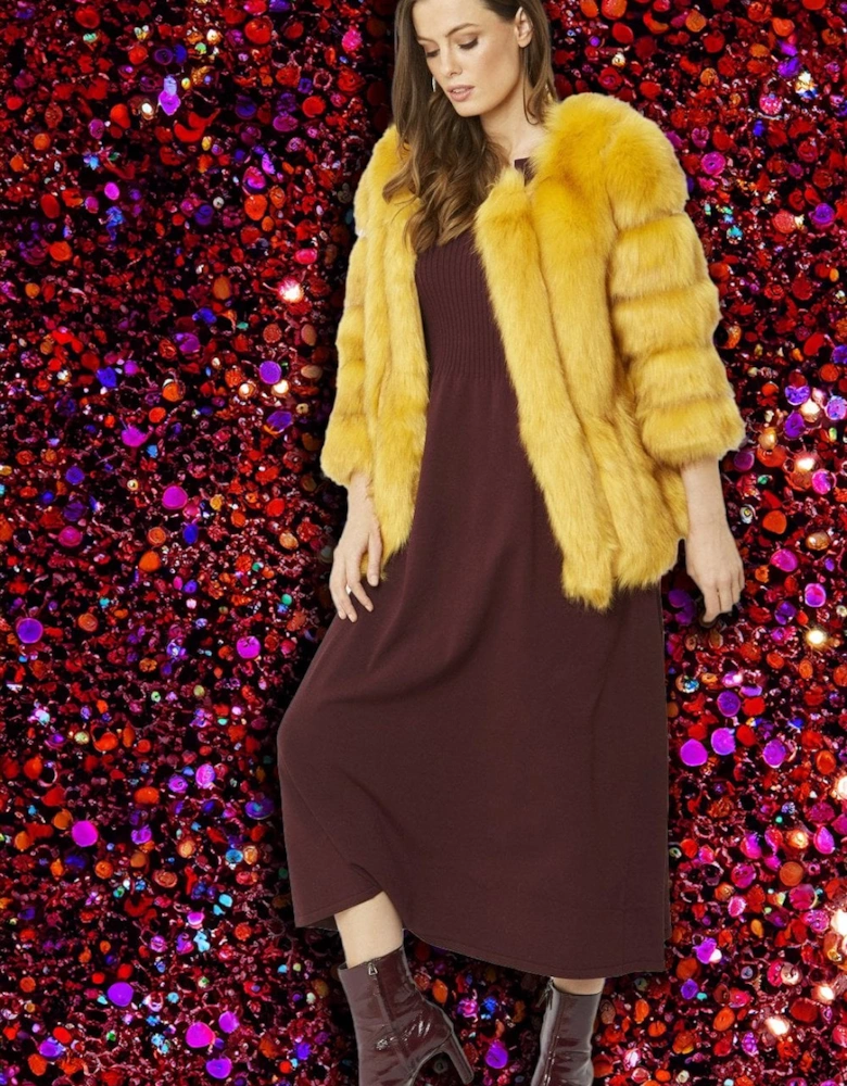 Yellow Faux Fur Coat