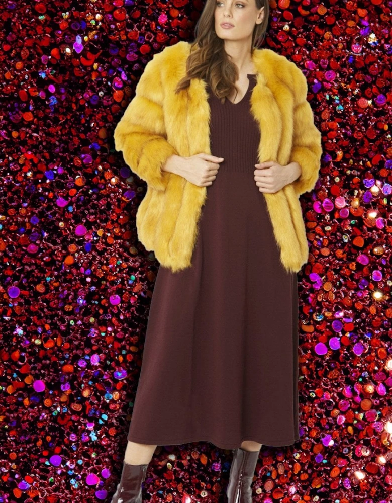 Yellow Faux Fur Coat