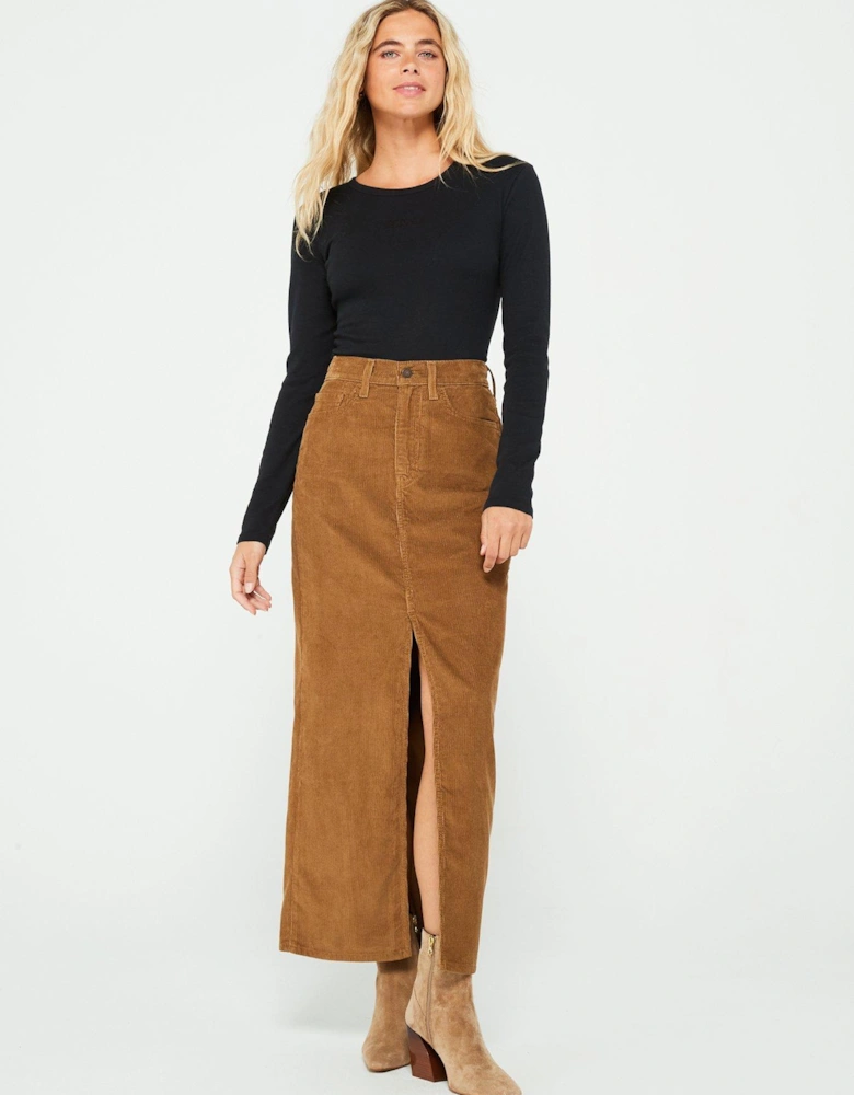 Ankle Column Skirt - Ermine - Brown