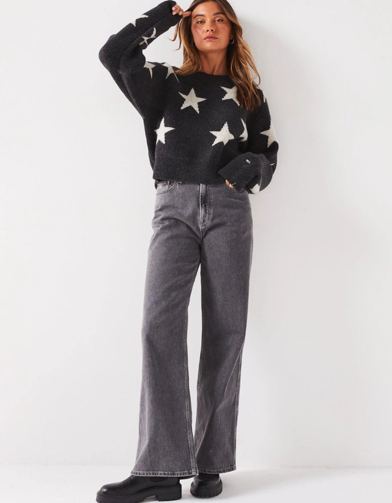 Star Print Jumper - Grey