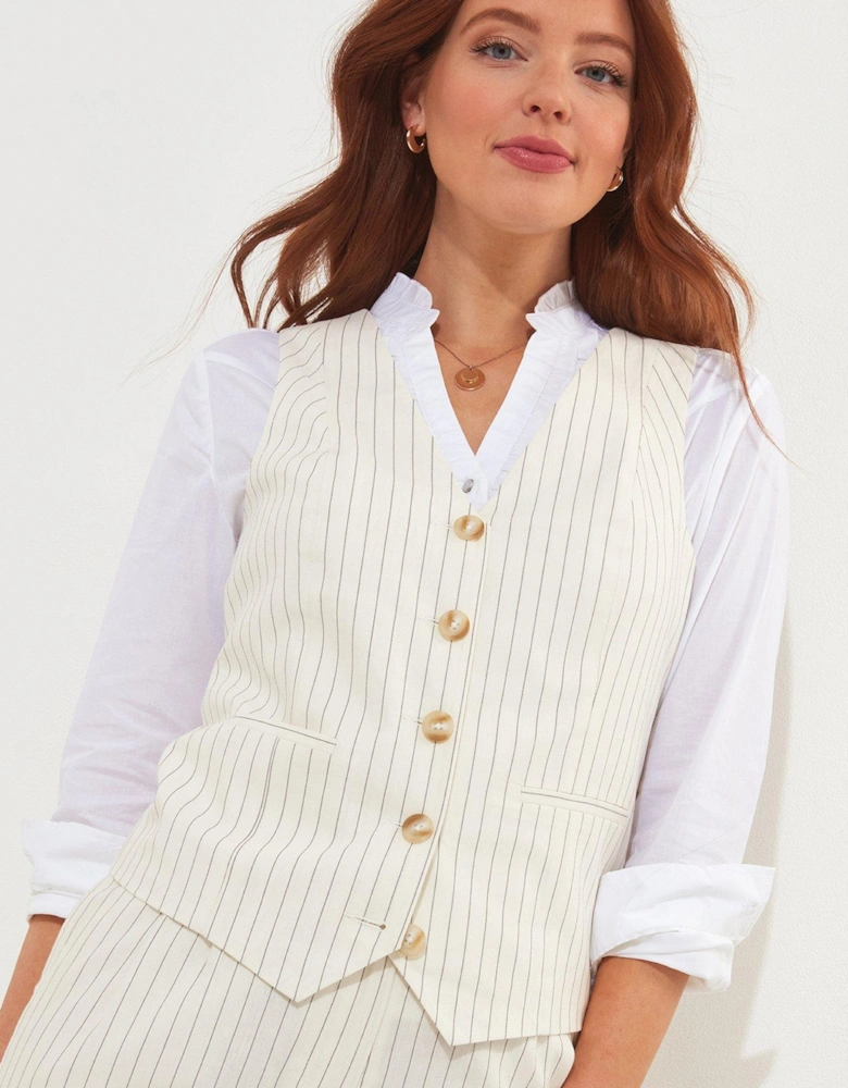 Pinstripe Waistcoat - Cream