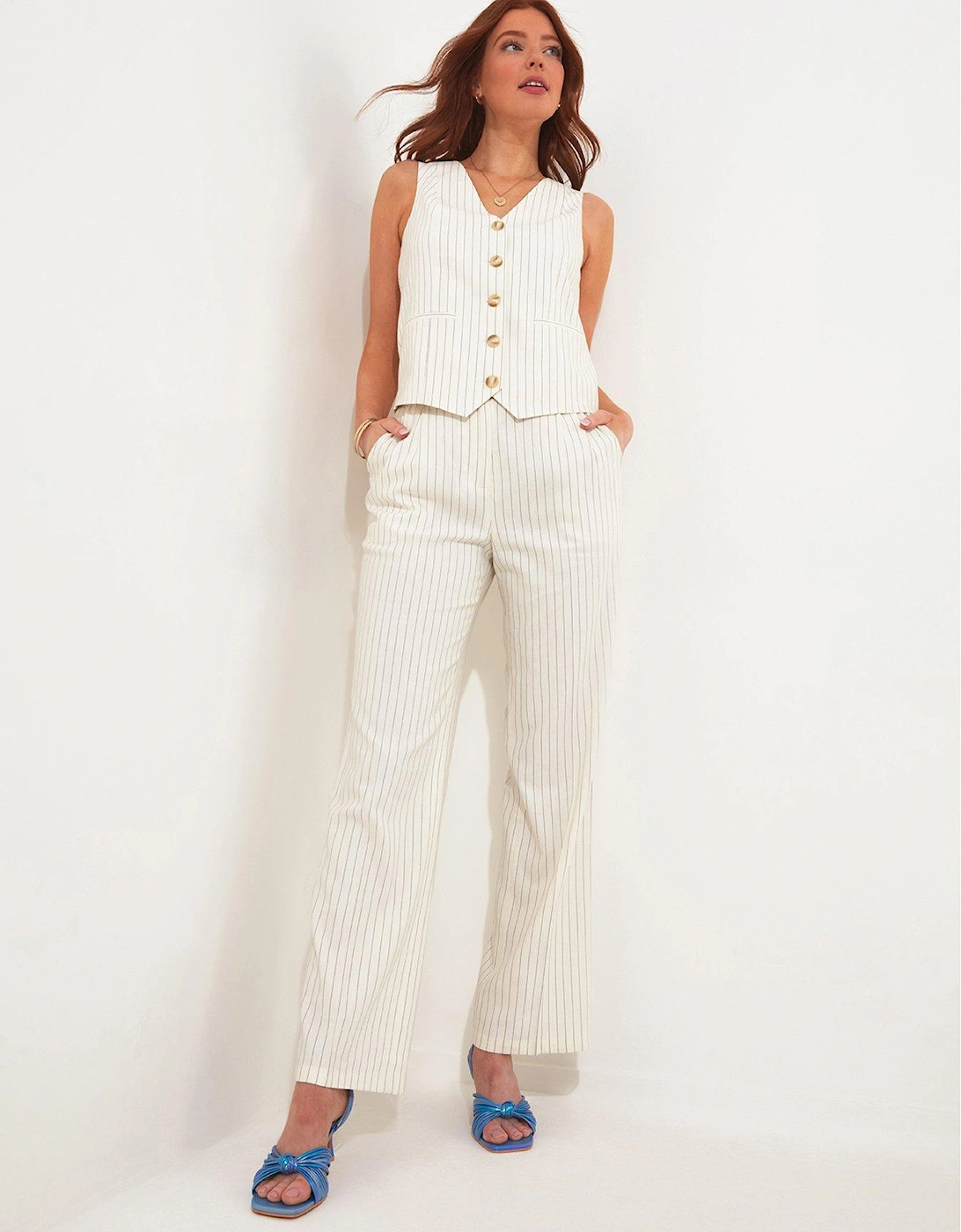 Pinstripe Waistcoat - Cream