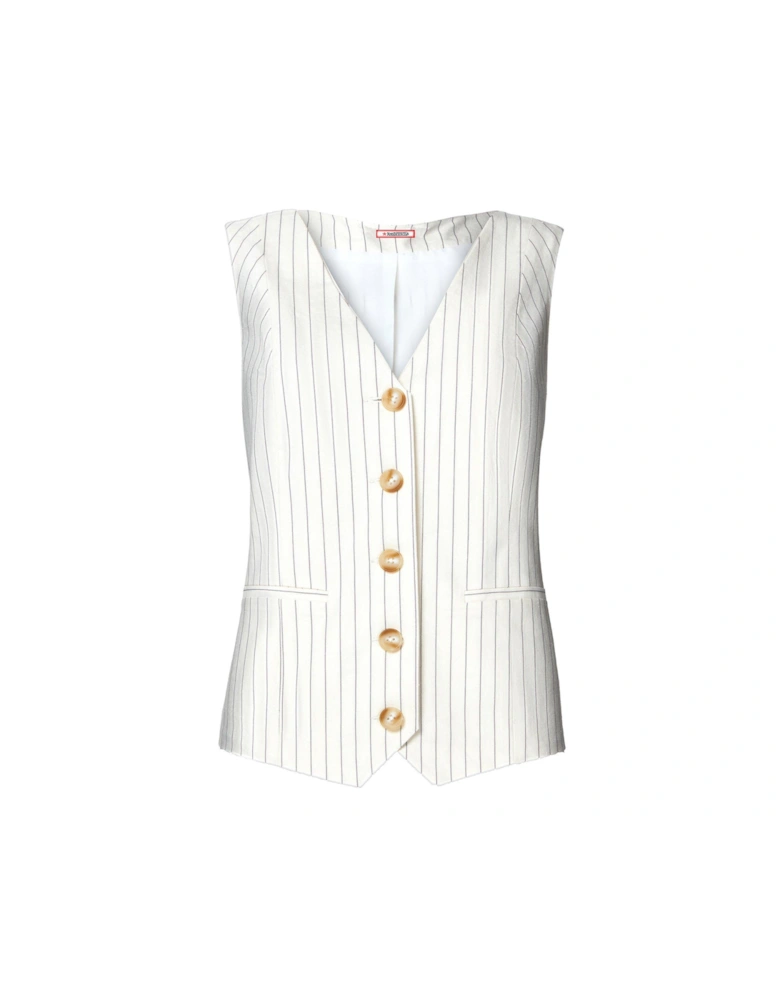 Pinstripe Waistcoat - Cream