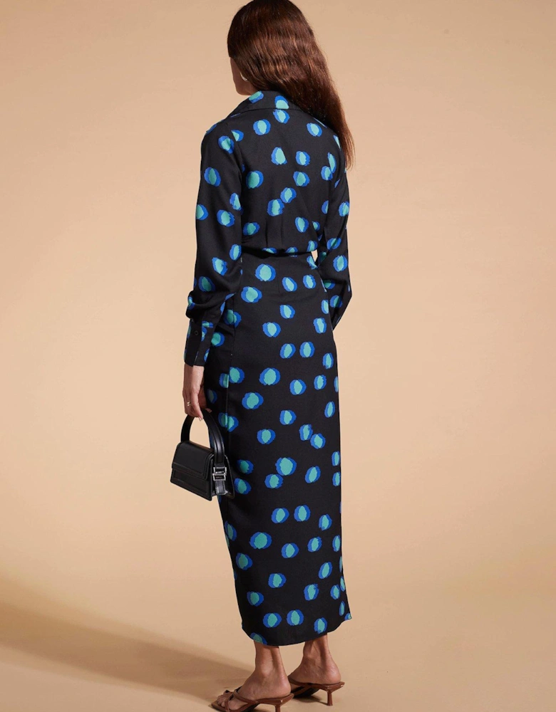 Polka Dot Wrap Dress - Blue