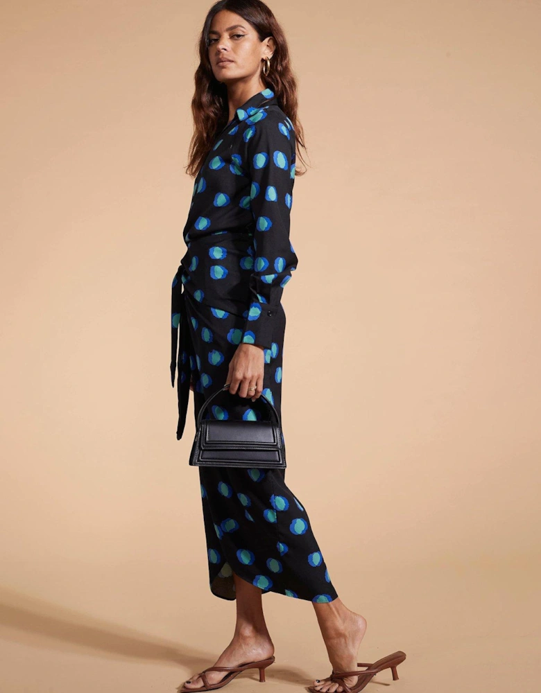 Polka Dot Wrap Dress - Blue