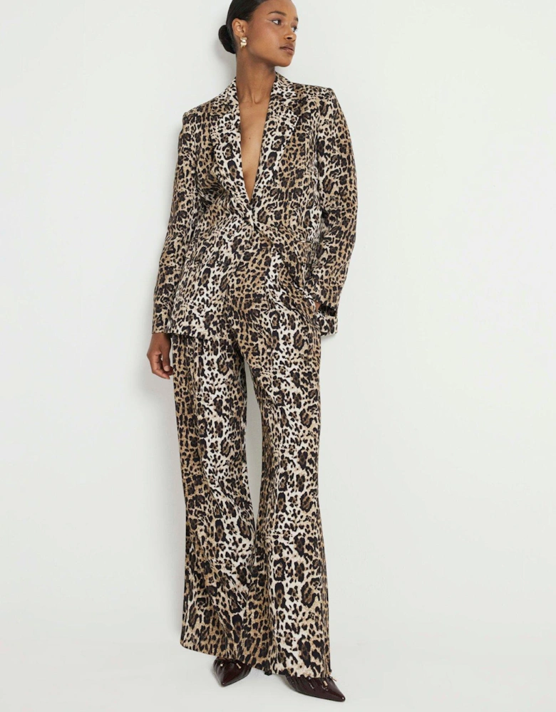 Leopard Print Oversized Blazer - Light Brown