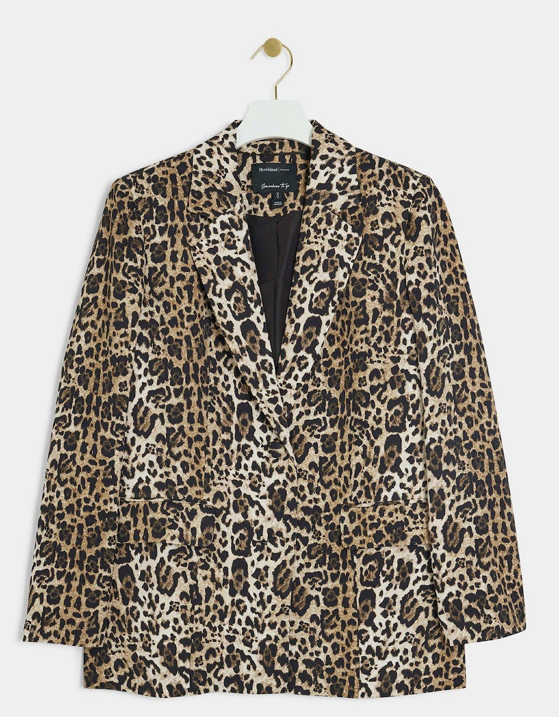 Leopard Print Oversized Blazer - Light Brown