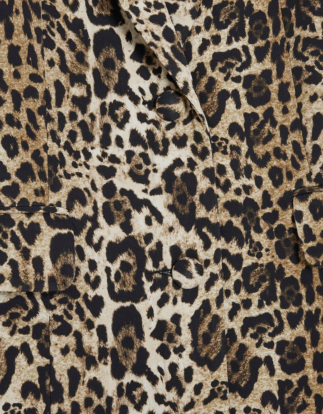 Leopard Print Oversized Blazer - Light Brown