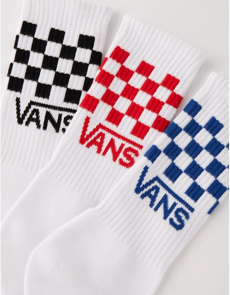 Kids 3 Pack Drop V Classic Check Crew Sock - Multi