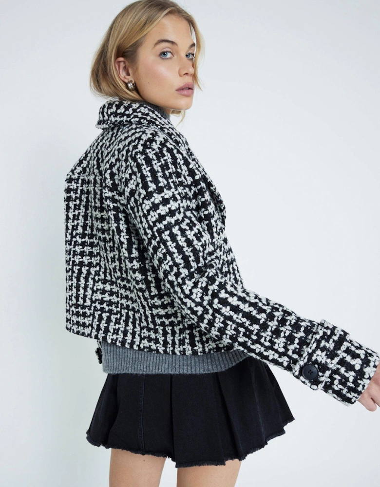 Textured Short Jacket - Black