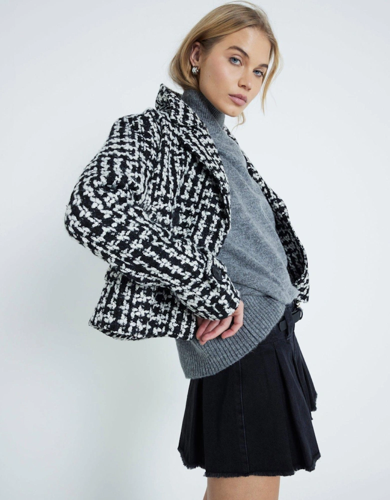 Textured Short Jacket - Black