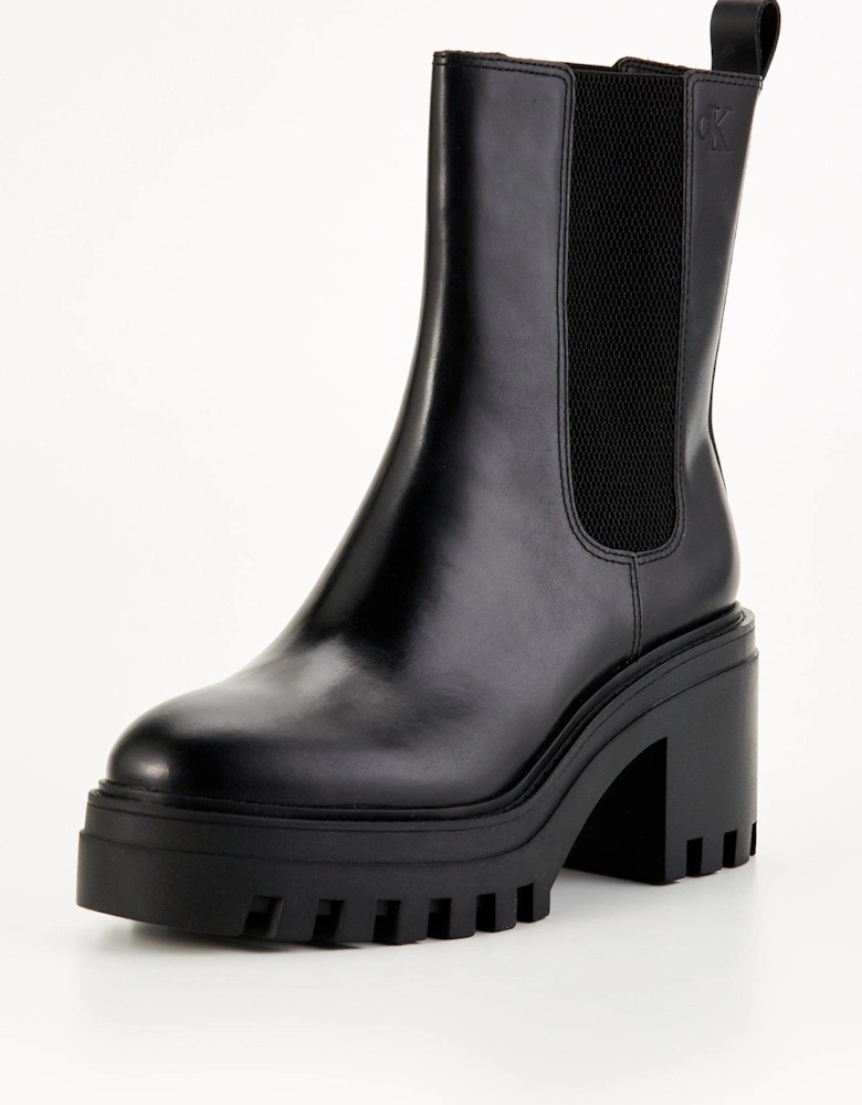 Chunky Heeled Boots - Black