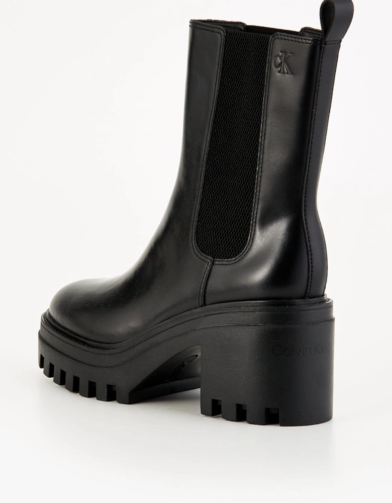 Chunky Heeled Boots - Black