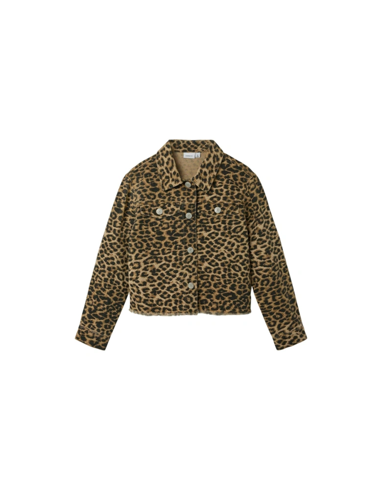 Girls Leopard Print Jacket - Silver Mink Leopard